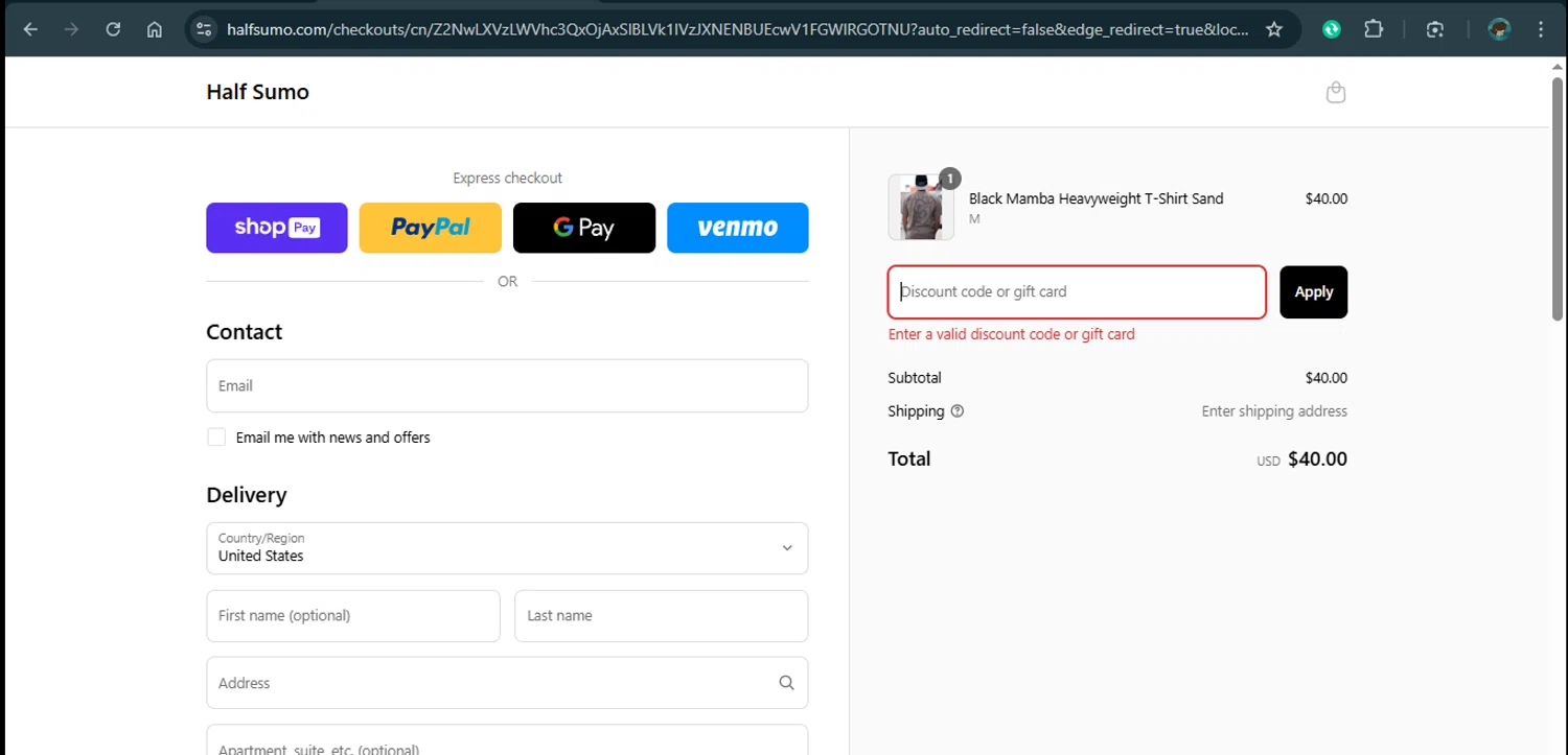 Half Sumo discount code screenshot showing code DOJO15 applied at Half Sumo checkout page. Uploaded by SimplyCodes community member xAngel on Mar 18, 2025