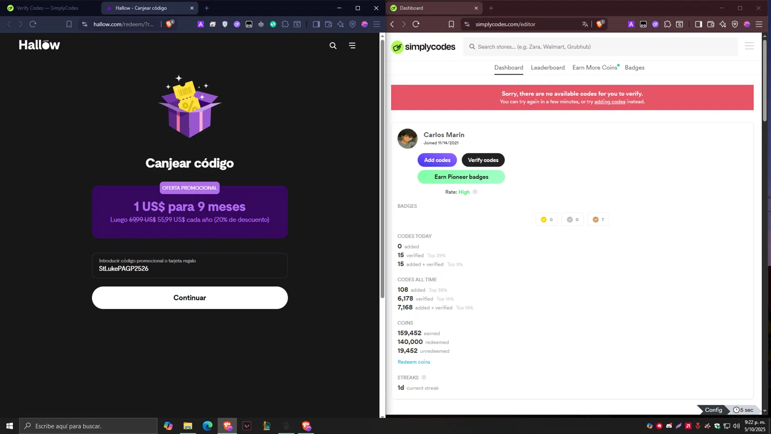 Hallow App promo code screenshot showing code StLukePAGP2526 applied at Hallow App checkout page. Uploaded by SimplyCodes community member Tragedy on Oct 6, 2025