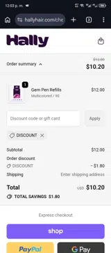 Discount coupon verification screenshot