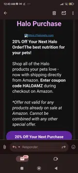 HALOAMZ coupon verification screenshot
