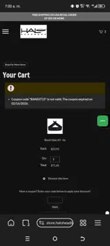 BANDIT15 coupon verification screenshot