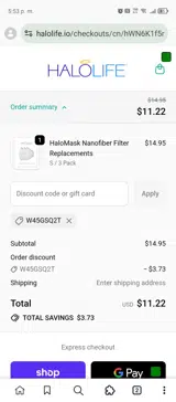 W45GSQ2T coupon verification screenshot