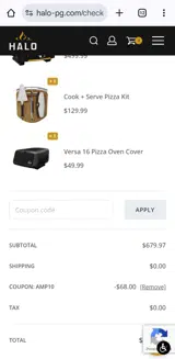 Amp10 coupon verification screenshot