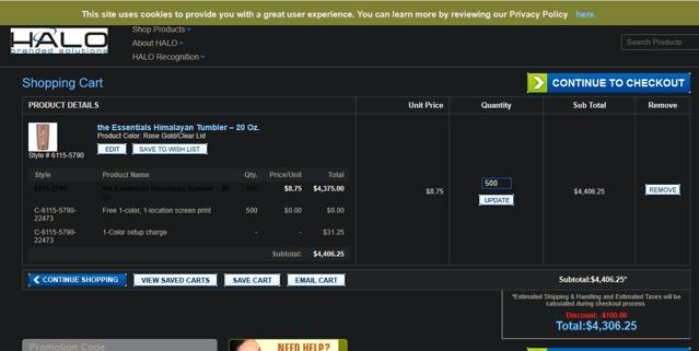 HALO checkout page showing HALO promo code box | Screenshot taken by SimplyCodes community member on Mar 24, 2021
