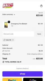 HALT20 coupon verification screenshot