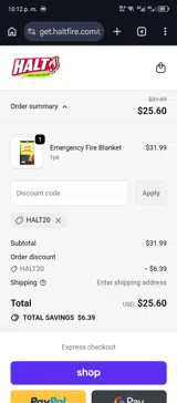 HALT20 coupon verification screenshot