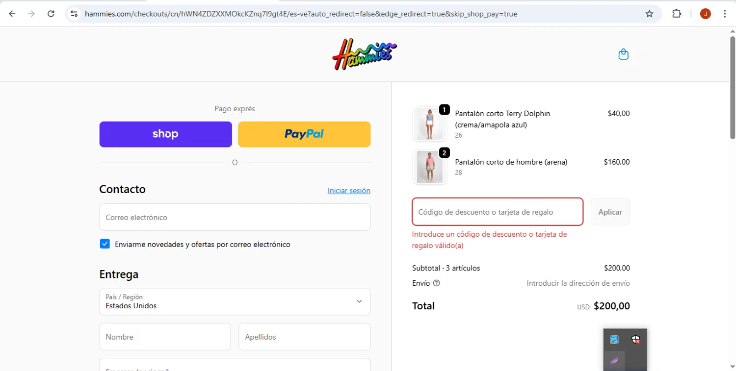 Hammies discount code screenshot showing code SPOOKY25 applied at Hammies checkout page. Uploaded by SimplyCodes community member Fabio05 on Oct 26, 2025