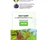 TRY10 coupon verification screenshot