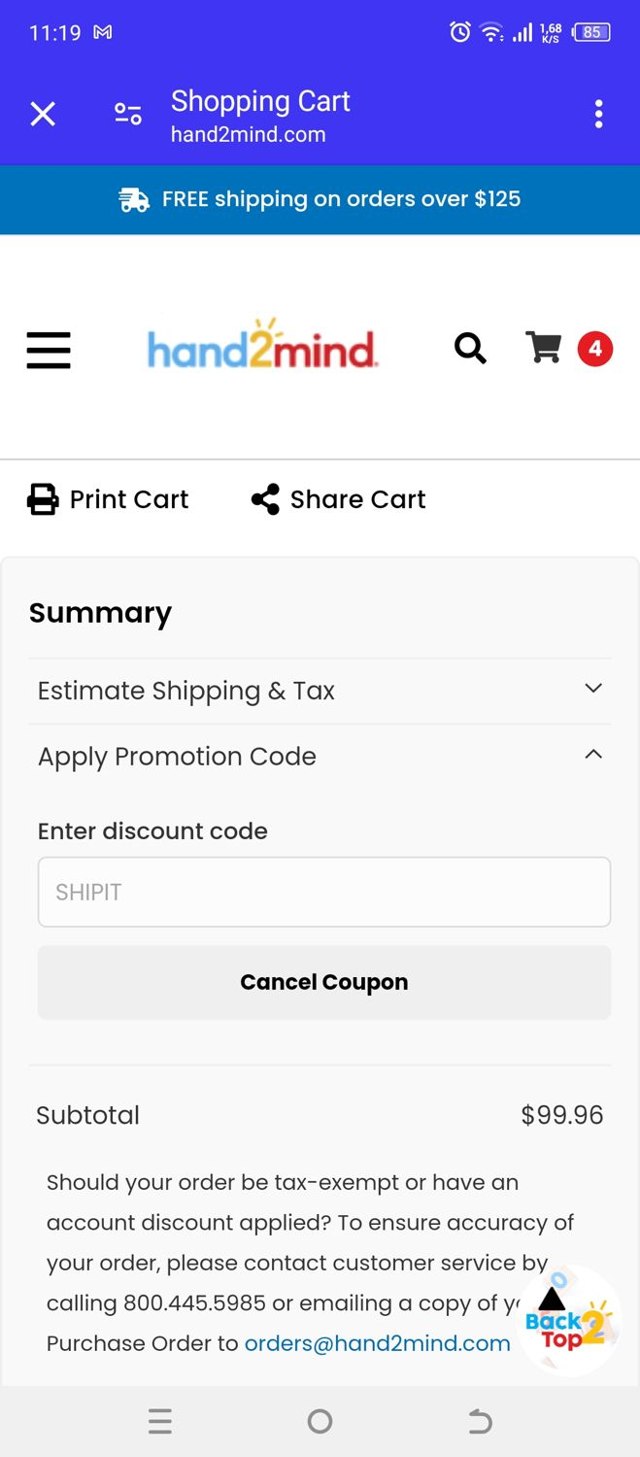 Hand2Mind checkout page showing Hand2Mind promo code box | Screenshot taken by SimplyCodes community member on May 15, 2024