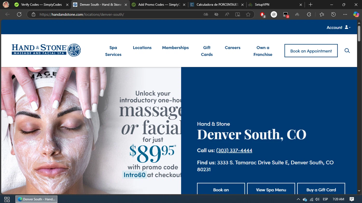 Hand & Stone checkout page showing Hand & Stone promo code box | Screenshot taken by SimplyCodes community member on Nov 23, 2024