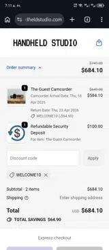 WELCOME10 coupon verification screenshot