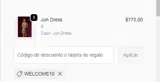 WELCOME10 coupon verification screenshot