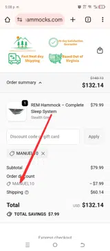 MANUEL10 coupon verification screenshot