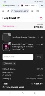 KUSKER coupon verification screenshot