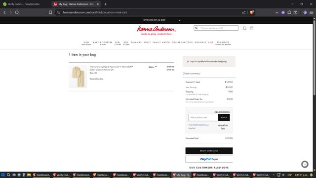 Hanna Andersson checkout page showing Hanna Andersson promo code box | Screenshot taken by SimplyCodes community member on Sep 5, 2025