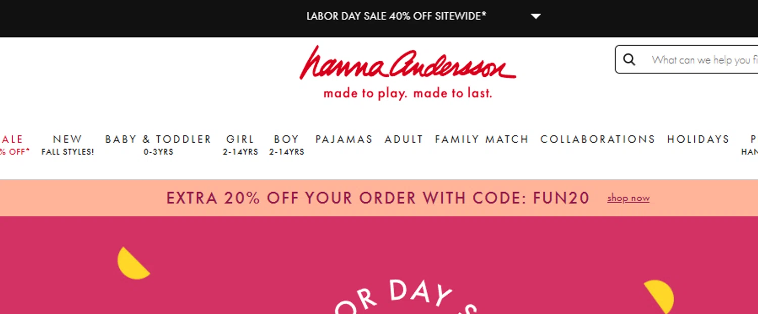 Hanna Andersson promo code screenshot showing code FUN20 applied at Hanna Andersson checkout page. Uploaded by SimplyCodes community member abundancia on Aug 28, 2025