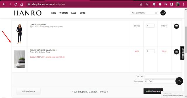 Hanro checkout page showing Hanro discount code box | Screenshot taken by SimplyCodes community member on Nov 8, 2022