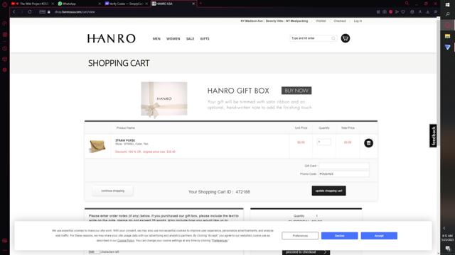 Hanro checkout page showing Hanro discount code box | Screenshot taken by SimplyCodes community member on May 23, 2023