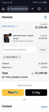 Hansine coupon verification screenshot