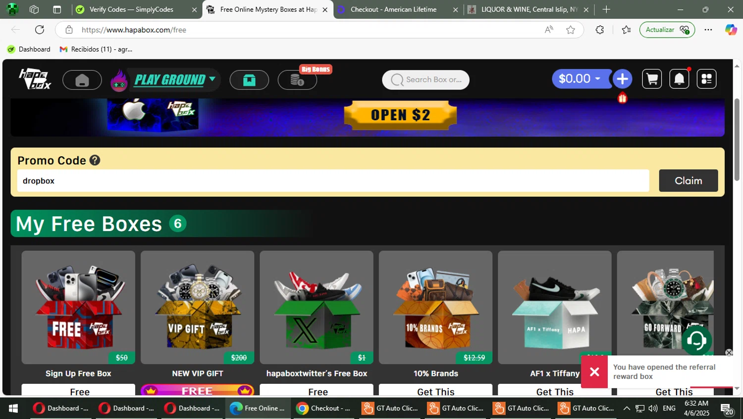 Hapa Box promo code screenshot showing code dropbox applied at Hapa Box checkout page. Uploaded by SimplyCodes community member TrevorPhilips on Apr 6, 2025