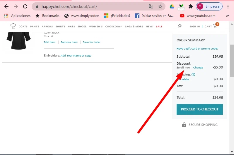 Happy Chef checkout page showing Happy Chef promo code box | Screenshot taken by SimplyCodes community member on Aug 5, 2020