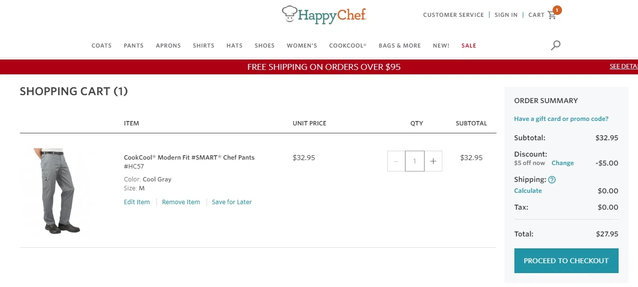 Happy Chef checkout page showing Happy Chef promo code box | Screenshot taken by SimplyCodes community member on Aug 8, 2020