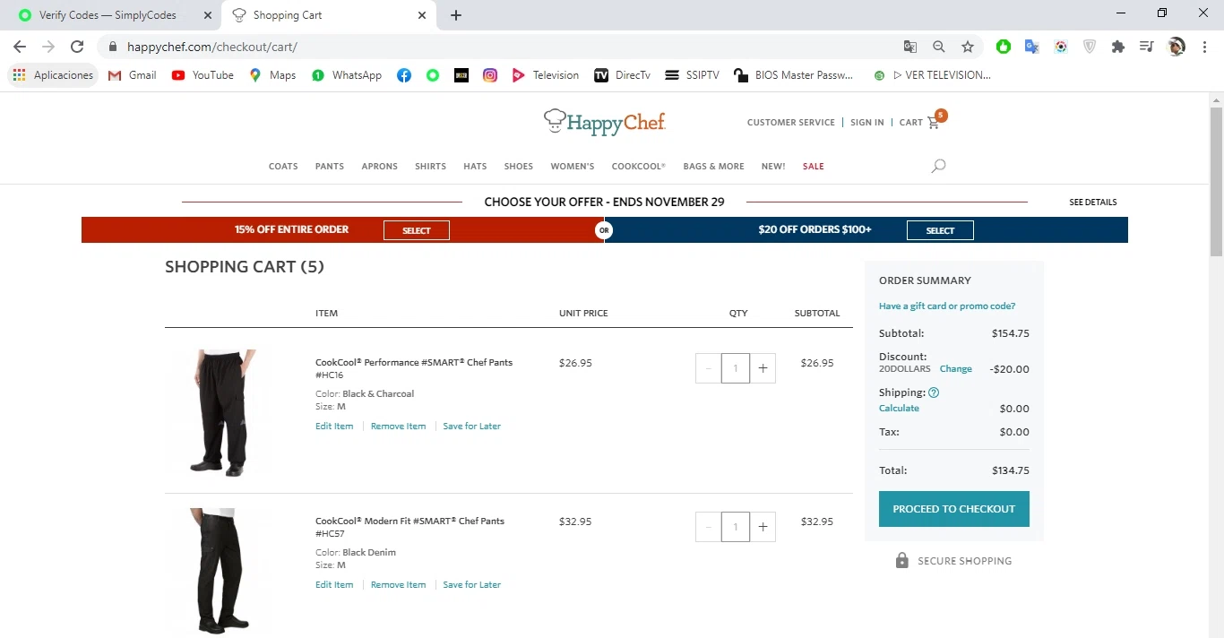 Happy Chef checkout page showing Happy Chef promo code box | Screenshot taken by SimplyCodes community member on Nov 29, 2020