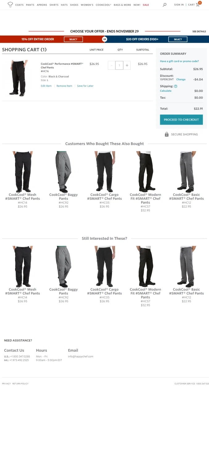 Happy Chef checkout page showing Happy Chef promo code box | Screenshot taken by SimplyCodes community member on Nov 29, 2020