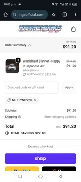 NUTTYNOV20 coupon verification screenshot