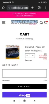 BANNERS25 coupon verification screenshot