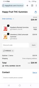 Happy Fruit coupon verification screenshot