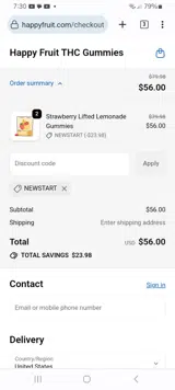 Happy Fruit coupon verification screenshot