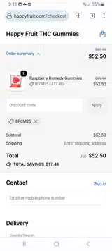 Happy Fruit coupon verification screenshot