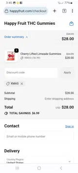 Happy Fruit coupon verification screenshot