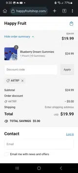 Happy Fruit coupon verification screenshot