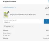 Happy Gardens coupon verification screenshot