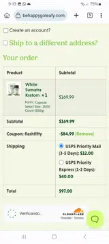Happy Go Leafy coupon verification screenshot