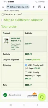 Happy Go Leafy coupon verification screenshot
