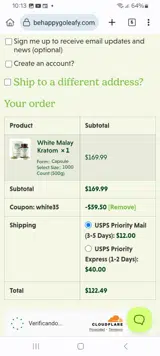 Happy Go Leafy coupon verification screenshot