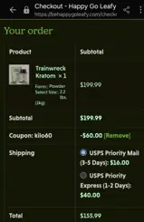 Happy Go Leafy coupon verification screenshot