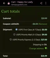 Happy Go Leafy coupon verification screenshot