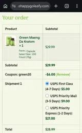 Happy Go Leafy coupon verification screenshot