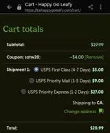 Happy Go Leafy coupon verification screenshot