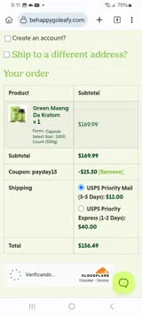 Happy Go Leafy coupon verification screenshot