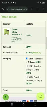 Happy Go Leafy coupon verification screenshot