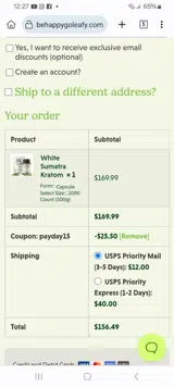 Happy Go Leafy coupon verification screenshot