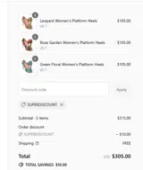 SUPERDISCOUNT coupon verification screenshot