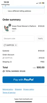 Happy25 coupon verification screenshot