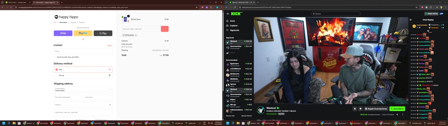 Happy Hippo Bath coupon code screenshot showing code SPTSCHOOL applied at Happy Hippo Bath checkout page. Uploaded by SimplyCodes community member RewardKnight9989 on Oct 15, 2025