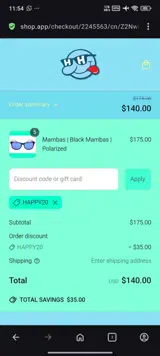 HAPPY20 coupon verification screenshot